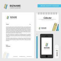 Pencil and scale Business Letterhead Calendar 2019 and Mobile app design vector template