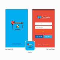 Company Secure website Splash Screen and Login Page design with Logo template Mobile Online Business Template vector