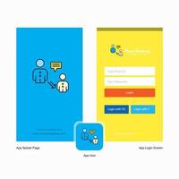 Company Communication Splash Screen and Login Page design with Logo template Mobile Online Business Template vector