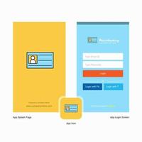 Company ID card Splash Screen and Login Page design with Logo template Mobile Online Business Template vector