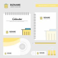 Trash Logo Calendar Template CD Cover Diary and USB Brand Stationary Package Design Vector Template