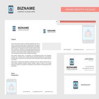 Bug on a smartphone Business Letterhead Envelope and visiting Card Design vector template