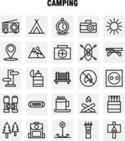 paquete de iconos de línea de camping para diseñadores y desarrolladores iconos de banco camping viaje al aire libre camping partido vector de fuego al aire libre