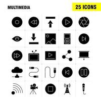 Multimedia Solid Glyph Icon for Web Print and Mobile UXUI Kit Such as Microphone Mike Music Audio Fast Forward Move Play Pictogram Pack Vector