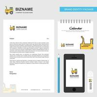 Tractor Business Letterhead Calendar 2019 and Mobile app design vector template