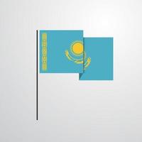 vector de diseño de bandera ondeante de kazajstán
