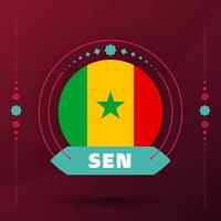 senegal flag for 2022 football cup tournament. isolated National team flag with geometric elements for 2022 soccer or football Vector illustration