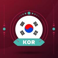 bandera de la república de corea para el torneo de copa de fútbol 2022. bandera del equipo nacional aislada con elementos geométricos para la ilustración de vector de fútbol o fútbol 2022