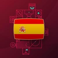 bandera de españa para el torneo de copa de fútbol 2022. bandera del equipo nacional aislada con elementos geométricos para la ilustración de vector de fútbol o fútbol 2022