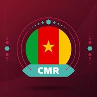 cameroon flag for 2022 football cup tournament. isolated National team flag with geometric elements for 2022 soccer or football Vector illustration