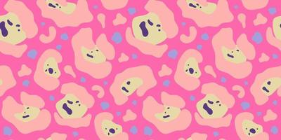 Y2k leopard seamless background. Psychedelic pink leopard print. Seamless abstract animal, skin pattern. Trendy illustration. Vector graphic illustration