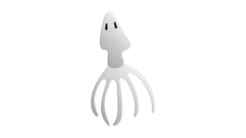 cartoon squid on white background, vector