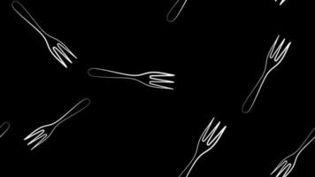 Black Fork icon isolated seamless pattern on white background. Vector Illustration