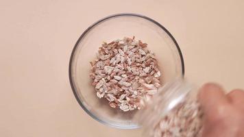 Cereal from a jar to a bowl video