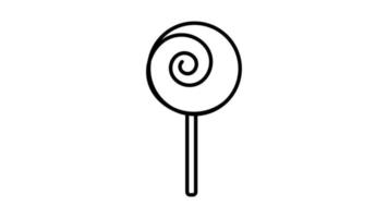 sweet round caramel on a stick, on a white background, vector illustration. delicious black and white lollipop, in the style of a pencil drawing. delicious dessert for kids