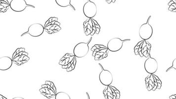 Seamless pattern with black beets isolated on white background. Vector illustration