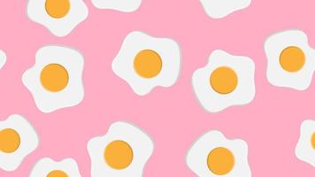 Egg seamless pattern. Cartoon with simple gradient design. Fried and whole eggs. Breakfast symbols. Vector drawing isolated on whi