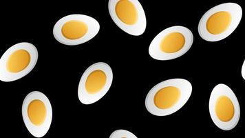huevo cocido con yema colorido patrón sin fisuras con puntos sobre fondo negro vector