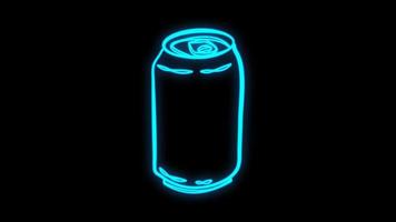 Glowing neon beer can icon. Led luminous sign for signboard or night bar. Vector isolated illustration