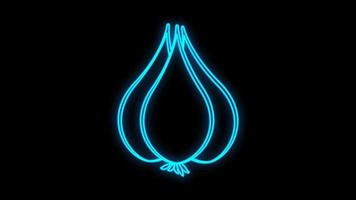 Garlic simple sign. Cyan neon icon in the dark. Bluring. Luminescence. Illustration vector