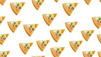 Seamless pattern of slices of pizza with sausage doodle. Italian vector