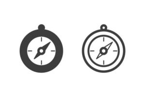 Compass flat vector illustration glyph style design with 2 style icons black and white. Isolated on white background. Travel icons.