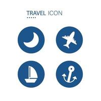 símbolo de los iconos del vehículo de viaje en forma de círculo azul aislado sobre fondo blanco. ilustración vectorial de iconos de viaje. vector