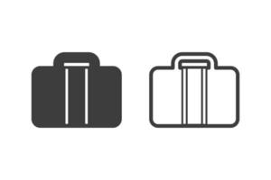 Hand luggage flat vector illustration glyph style design with 2 style icons black and white. Isolated on white background.