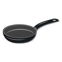 Black insulated frying pan with handle, color vector illustration