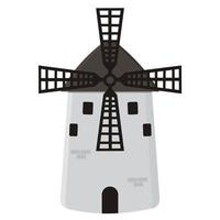 Windmill in cartoon style, vector isolated illustration on a white background.