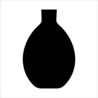 Black vector illustration of modern ceramic vase. Single element in trendy boho style isolated on white background