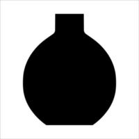 Black vector illustration of modern ceramic vase. Single element in trendy boho style isolated on white background