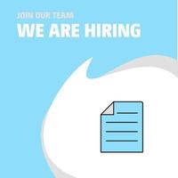 Join Our Team Busienss Company Document We Are Hiring Poster Callout Design Vector background