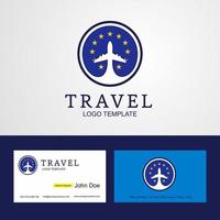 Travel European Union Creative Circle flag Logo and Business card design vector