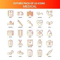 naranja futuro 25 conjunto de iconos médicos vector