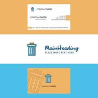 Beautiful Trash Logo and business card vertical Design Vector