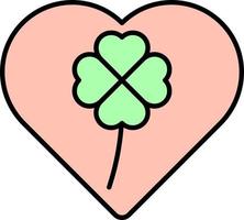 Heart, Shamrock, four leaves color icon vector