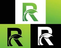 Abstract letter R green leaf logo vector