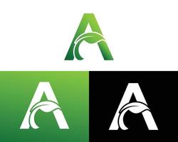 Abstract letter A green leaf logo vector