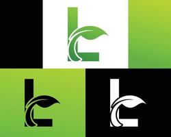 Abstract letter L green leaf logo vector