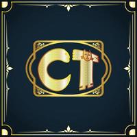 Initial letter CT royal luxury logo template vector