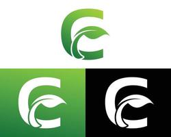 Abstract letter C green leaf logo vector