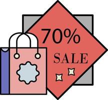 Package, sale, 70 percent, discount color icon vector