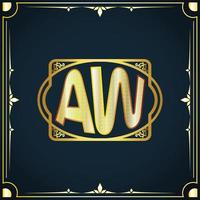 Initial letter AW royal luxury logo template vector