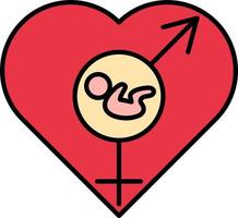 Women's day, hearth, baby, gender color icon vector