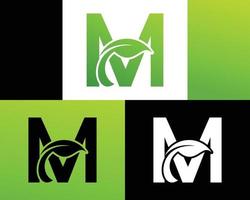 Abstract letter M green leaf logo vector