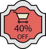 Discounts, 40 percent, shop stroller color icon vector