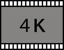 4k película, cinta, icono de color de cuadro vector