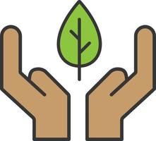 Leaf in hand color icon vector