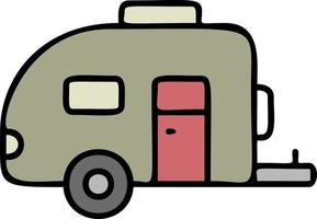 House on wheels, trailer color icon vector